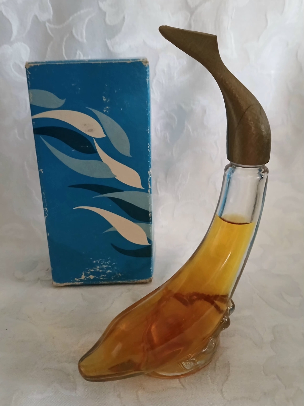 Avon Bird of Paradise Cologne Dolphin Glass Decanter 1.5 oz.